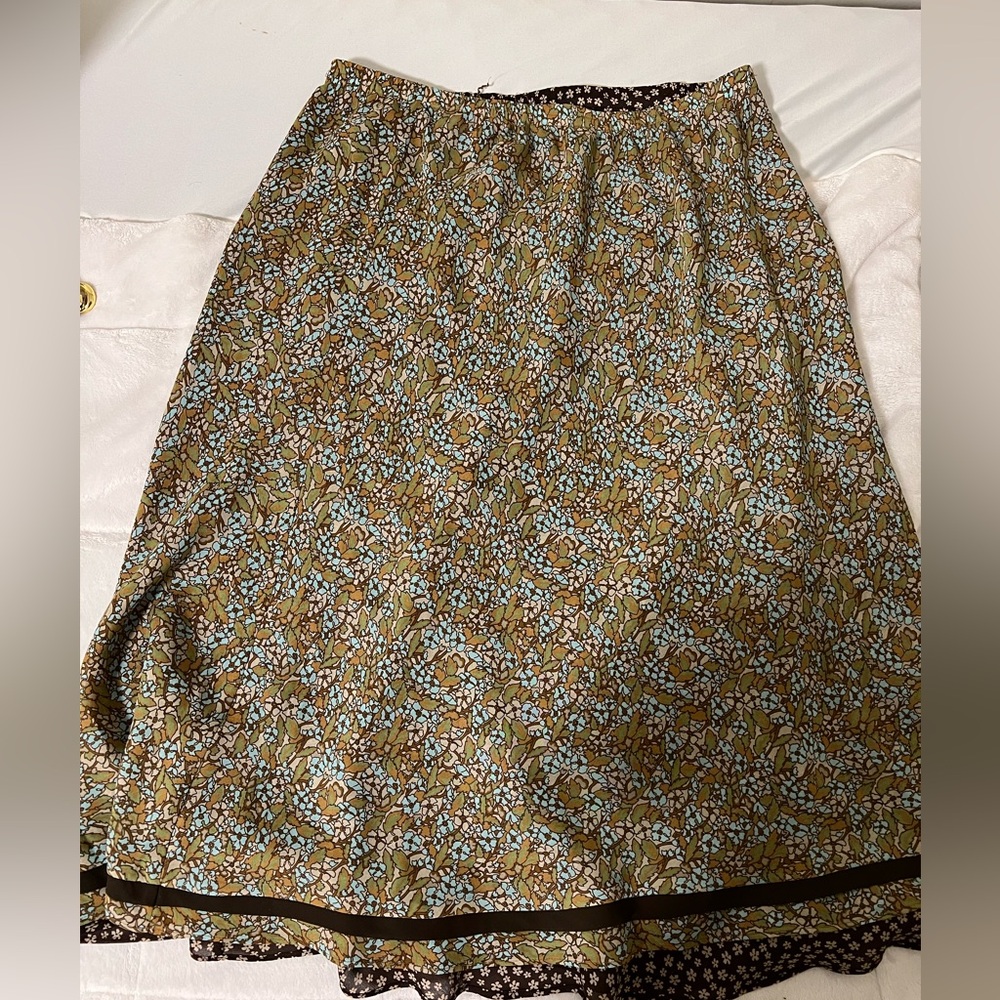 Christopher & Banks Floral Reversible A-Line Midi Skirt